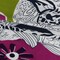 1 Yard Designer Magenta Kiwi Navy Flowers and Animal Sketches Silk Jersey 44" Wide Stretch Silk Fabric